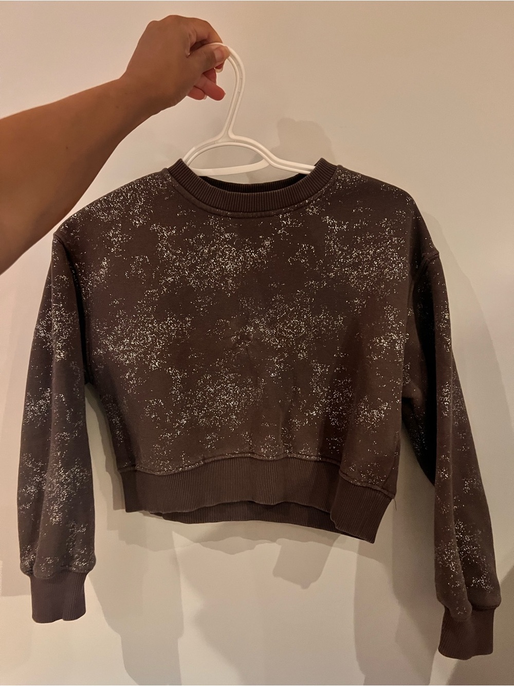 Zara | 9-10 | Girls Brown Speckled Crewneck Sweatshirt - Casual Cropped Top